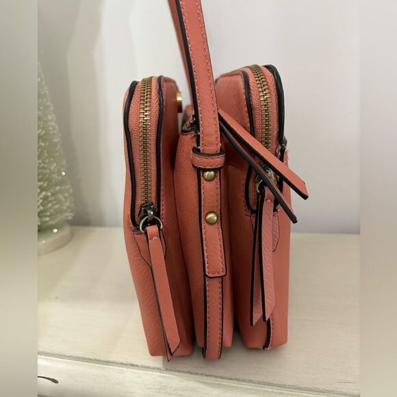 Dusty Orange Crossbody, 4 Zipper Compartments, 3 Slip Pockets, Adjustable Strap - Picture 2 of 12